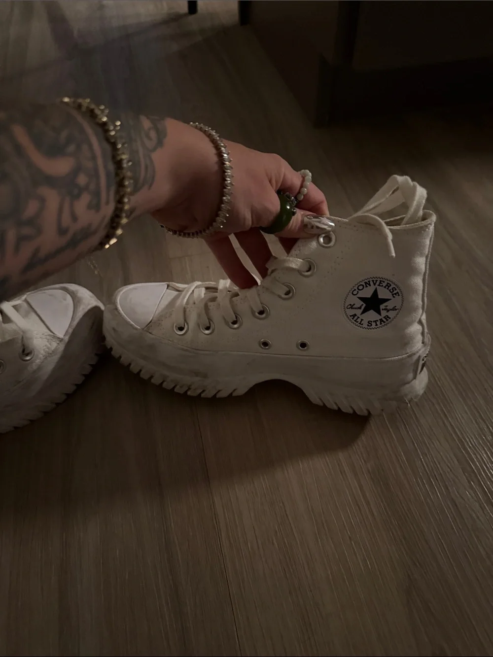 Converse Off-White Canvas High-Top Sneakers - Picture 4 of 6
